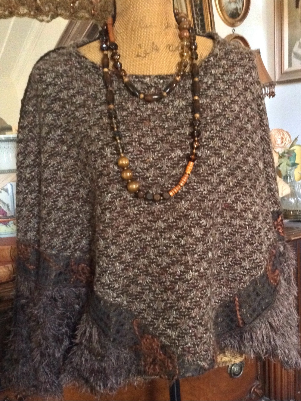 Vintage Boho Hippie Gypsie Tribe Southwestern Poncho Cape Shawl Wrap